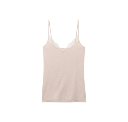 Regata Com Renda Em Modal Ultralight Com Cashmere - Bege