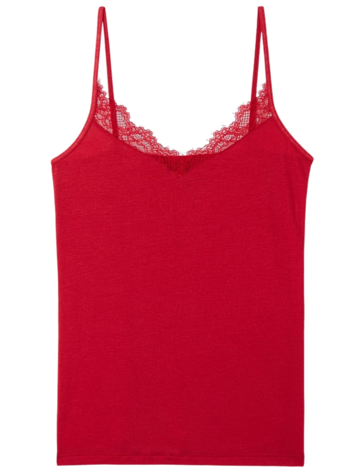 Regata Com Renda Em Modal Ultralight Com Cashmere - Vermelho