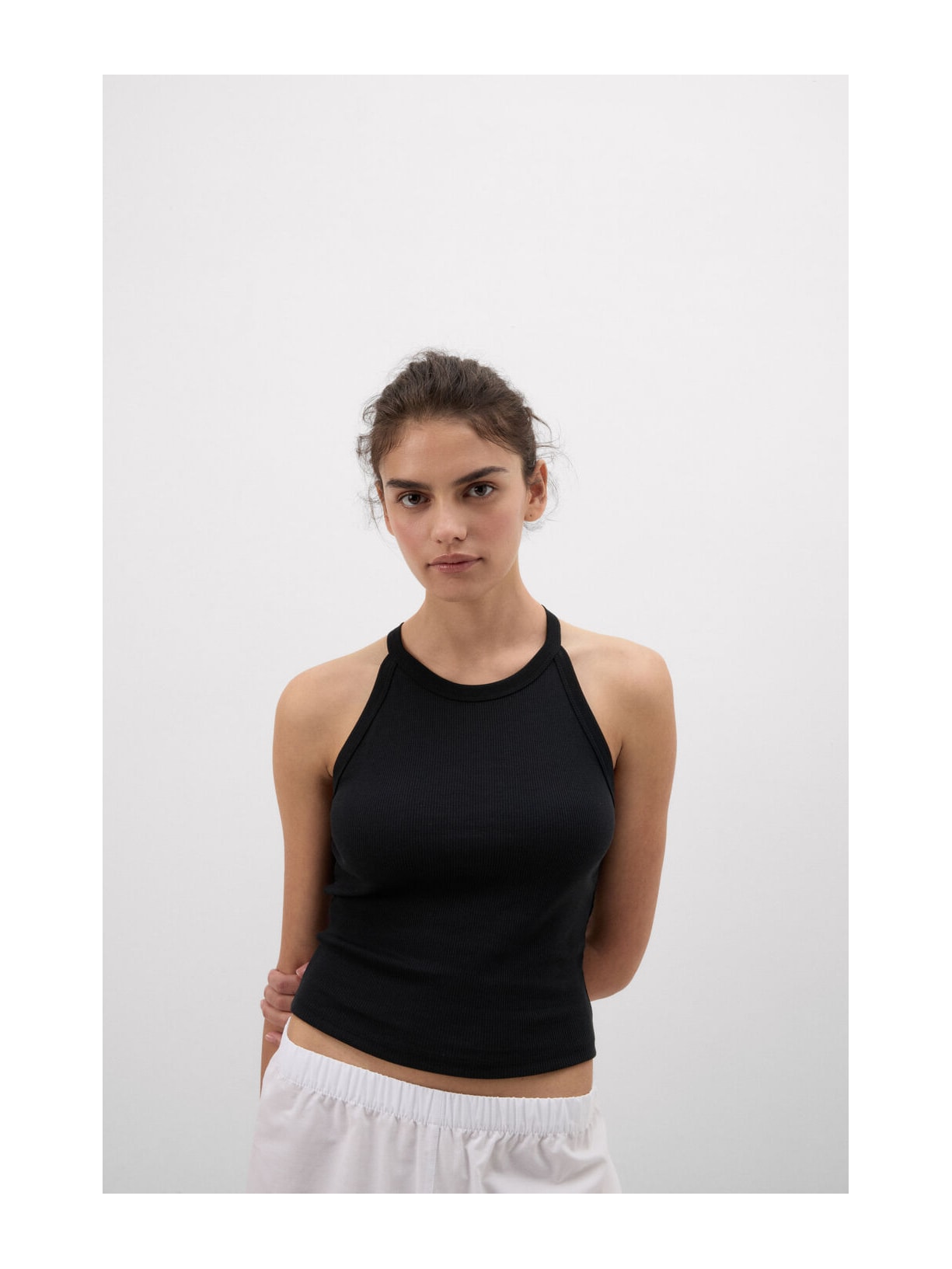 Regata Cropped Canelada Em Algodão Supima Preto Intimissimi