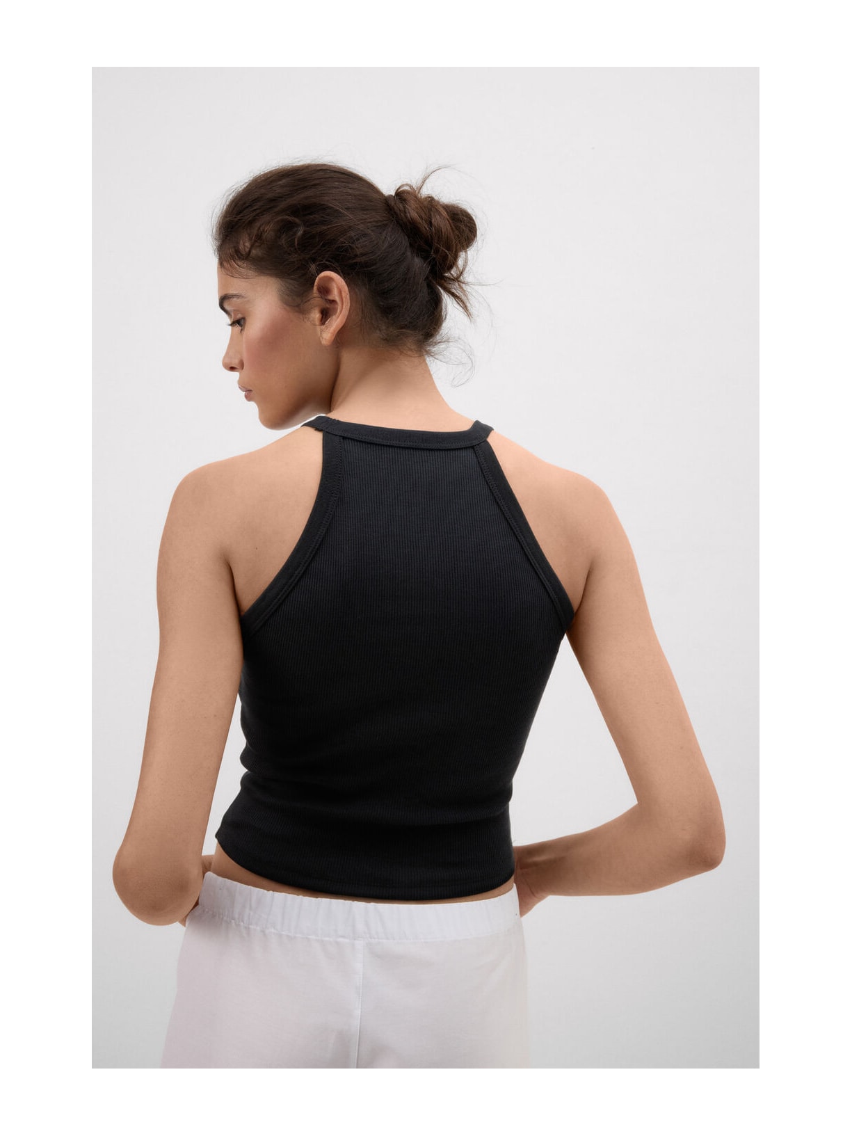 Regata Cropped Canelada Em Algodão Supima Preto Intimissimi
