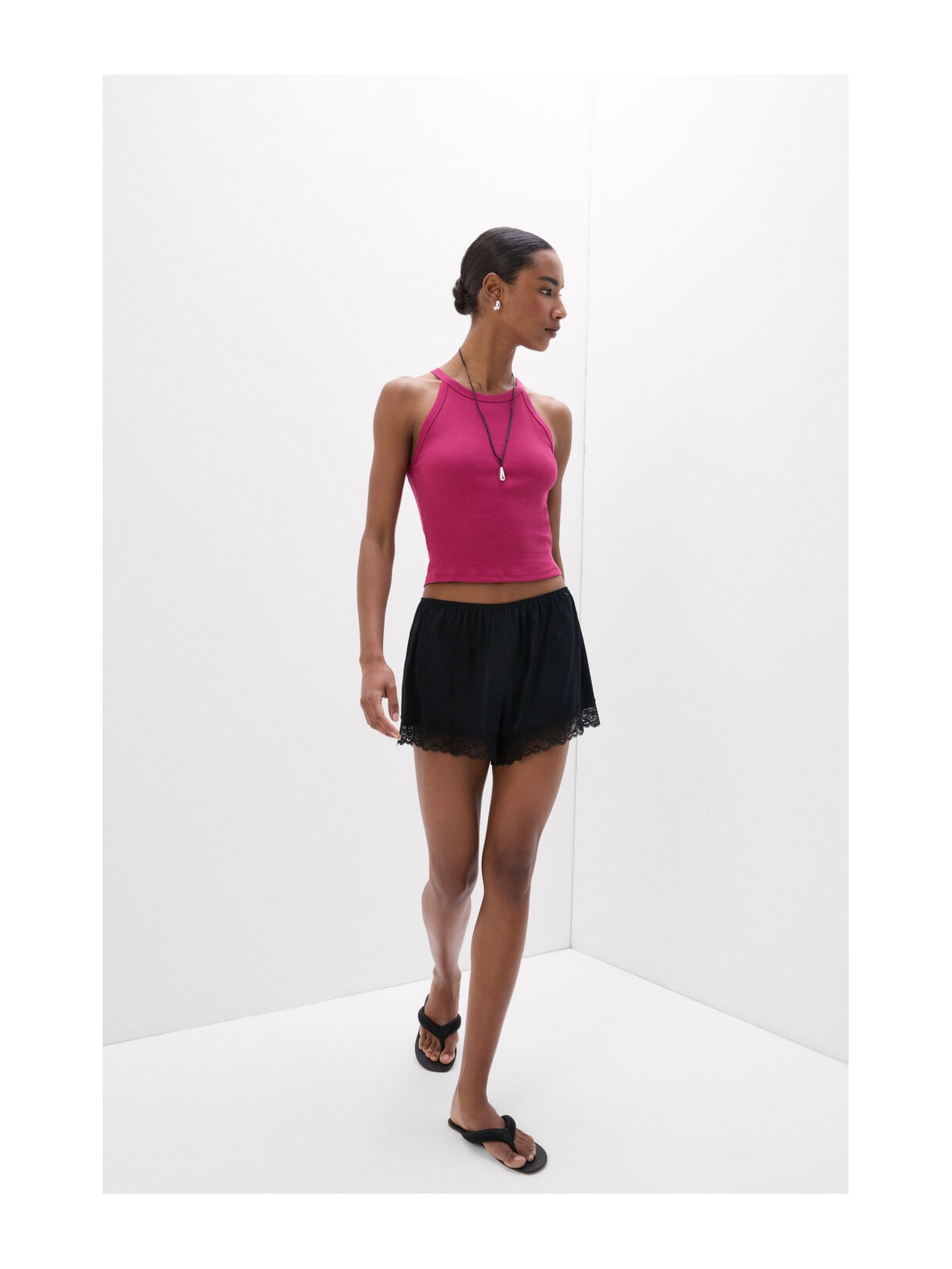Regata Cropped Canelada Em Algodão Supima Rosa Intimissimi
