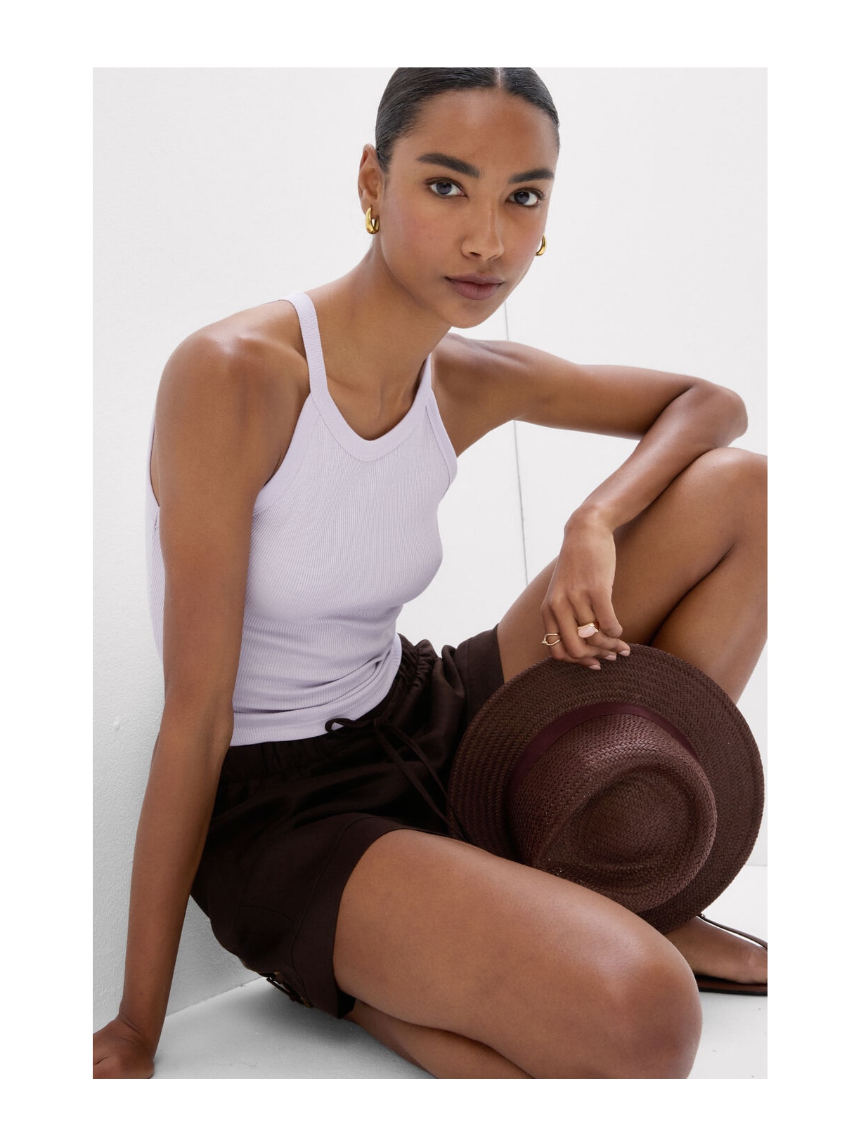 Regata Cropped Canelada Em Algodão Supima Roxo Intimissimi