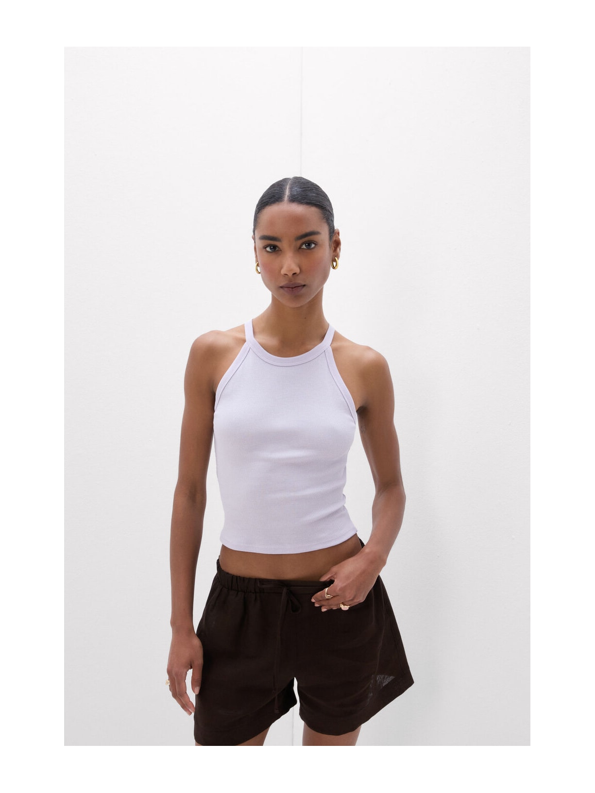 Regata Cropped Canelada Em Algodão Supima Roxo Intimissimi