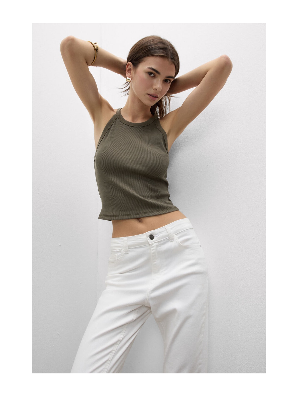 Regata Cropped Canelada Em Algodão Supima Verde Intimissimi