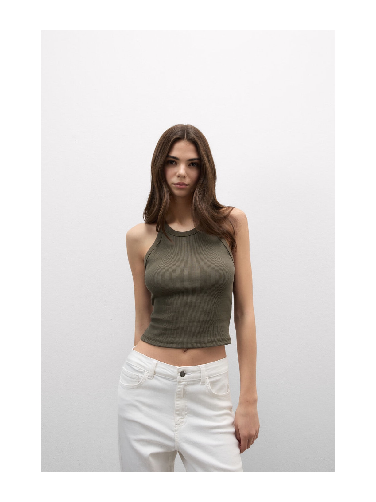 Regata Cropped Canelada Em Algodão Supima Verde Intimissimi