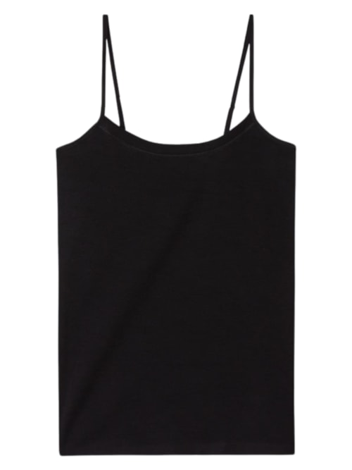 Regata De Alças Finas Wool & Cotton - Preto