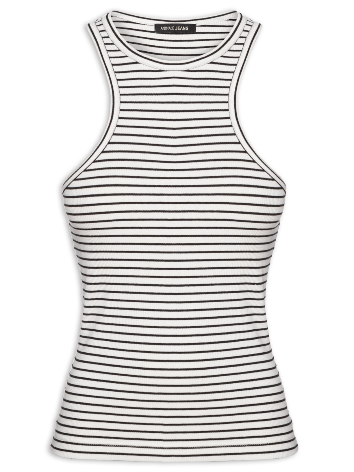 Regata de Malha Nadador Listrada Branco Animale Jeans
