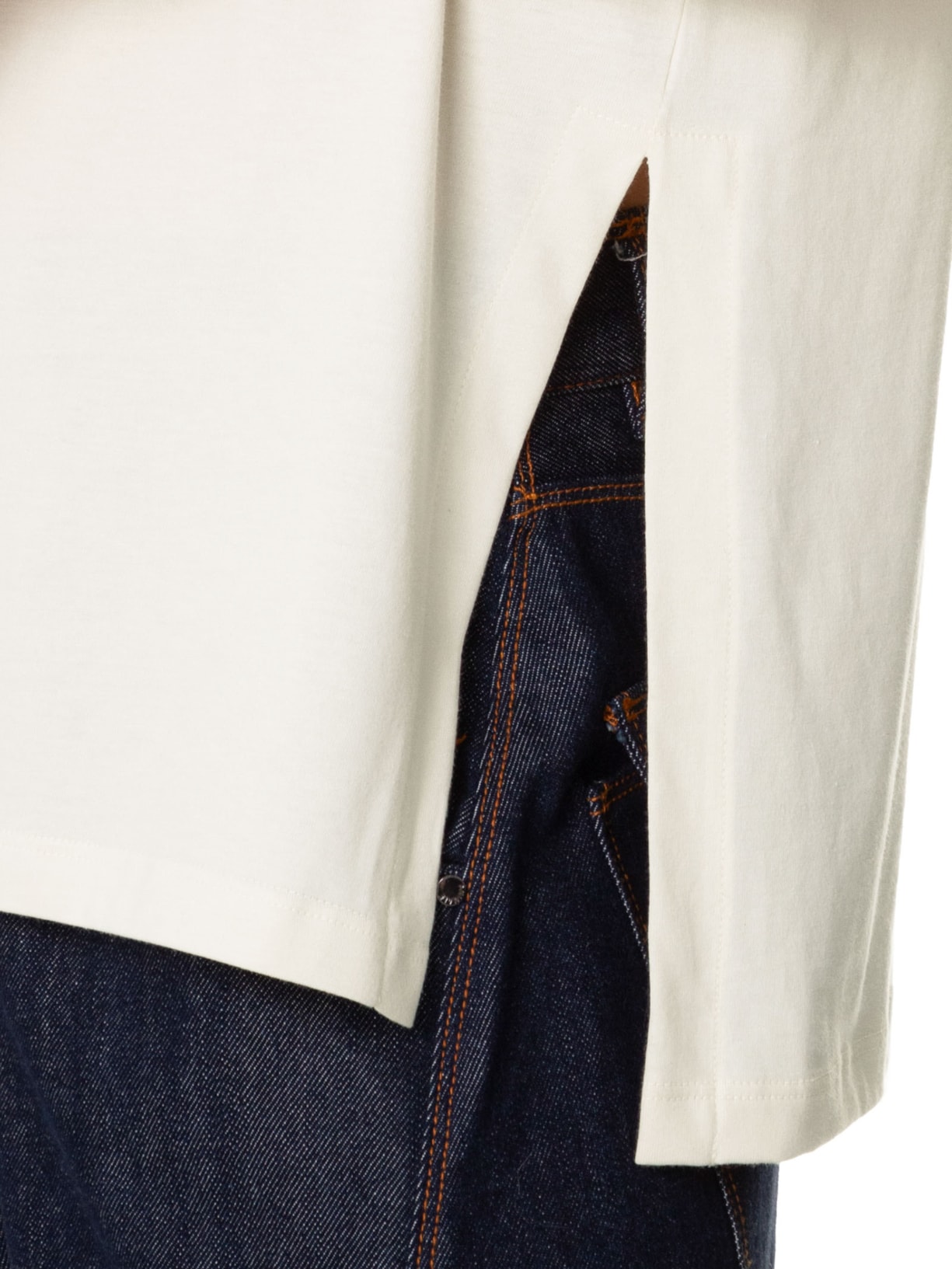 Regata De Malha Off White Basic Com Fenda Branco Animale