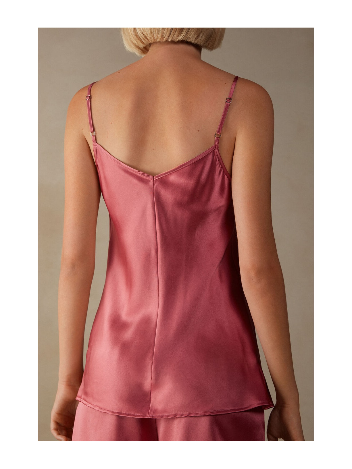 Regata De Seda Com Decote Em V Rosa Intimissimi