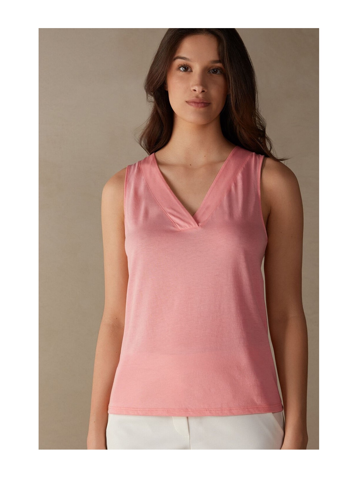 Regata Decote Em v Em Algodão Supima® Ultrafresh Rosa Intimissimi