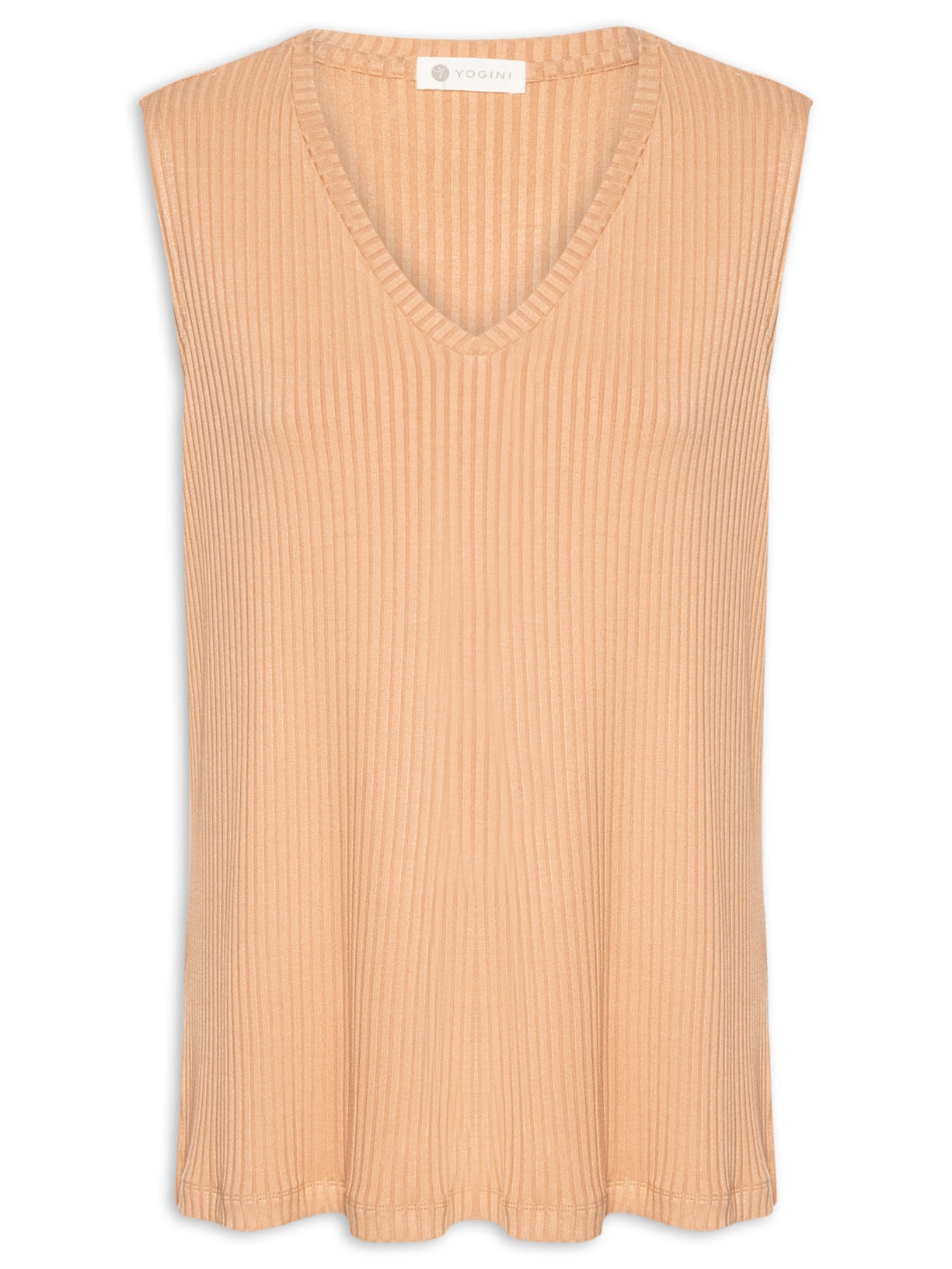 Regata Decote V Canelada Castanho Miriam Yogini