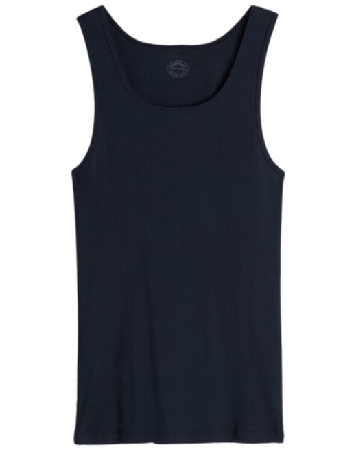 Regata Em Algodão Supima Canelado - Azul