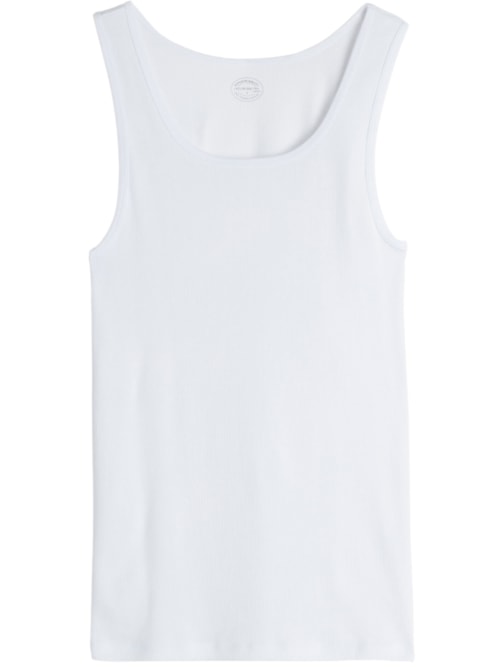 Regata Em Algodão Supima Canelado - Branco