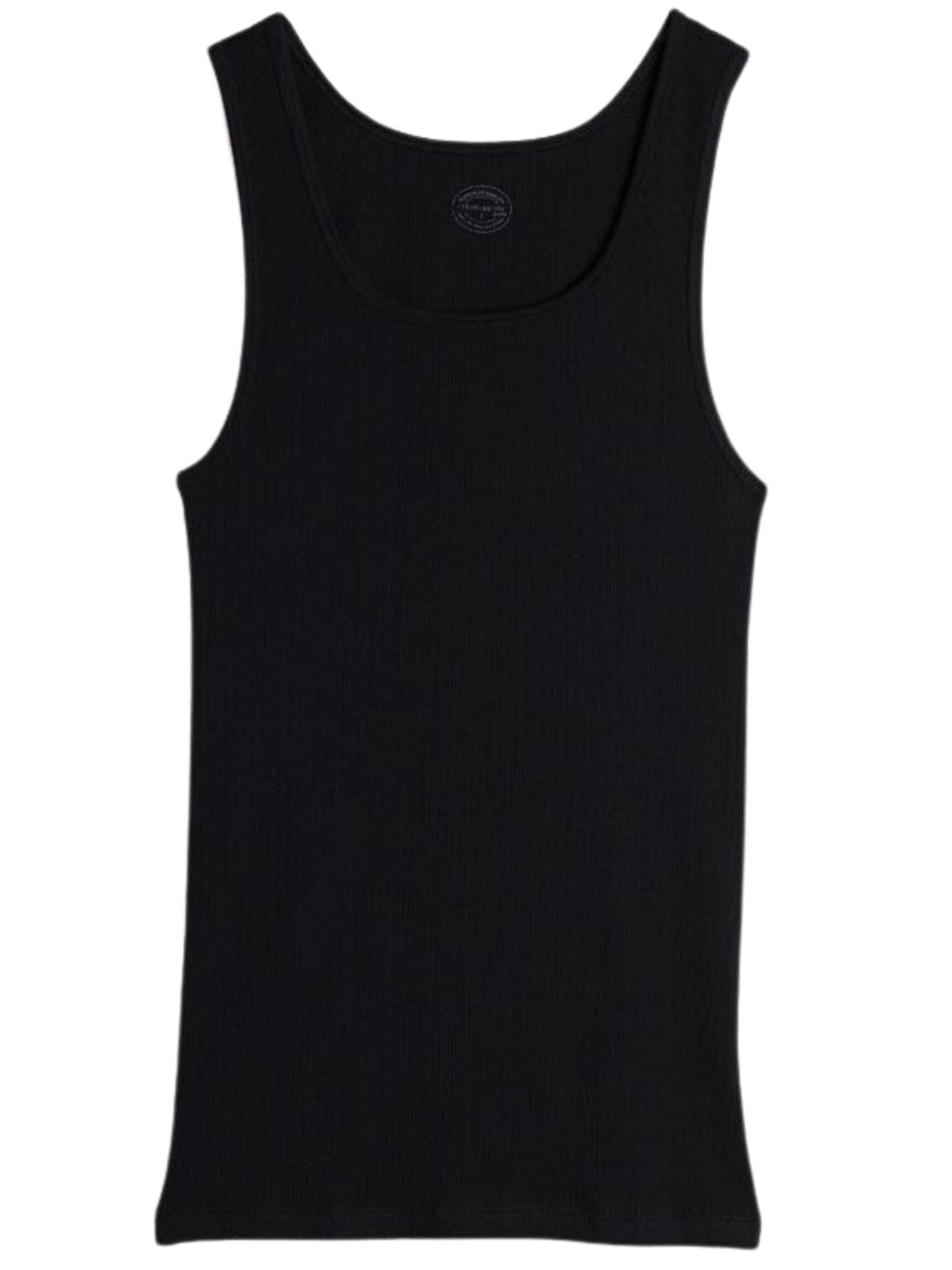 Regata Em Algodão Supima Canelado - Preto