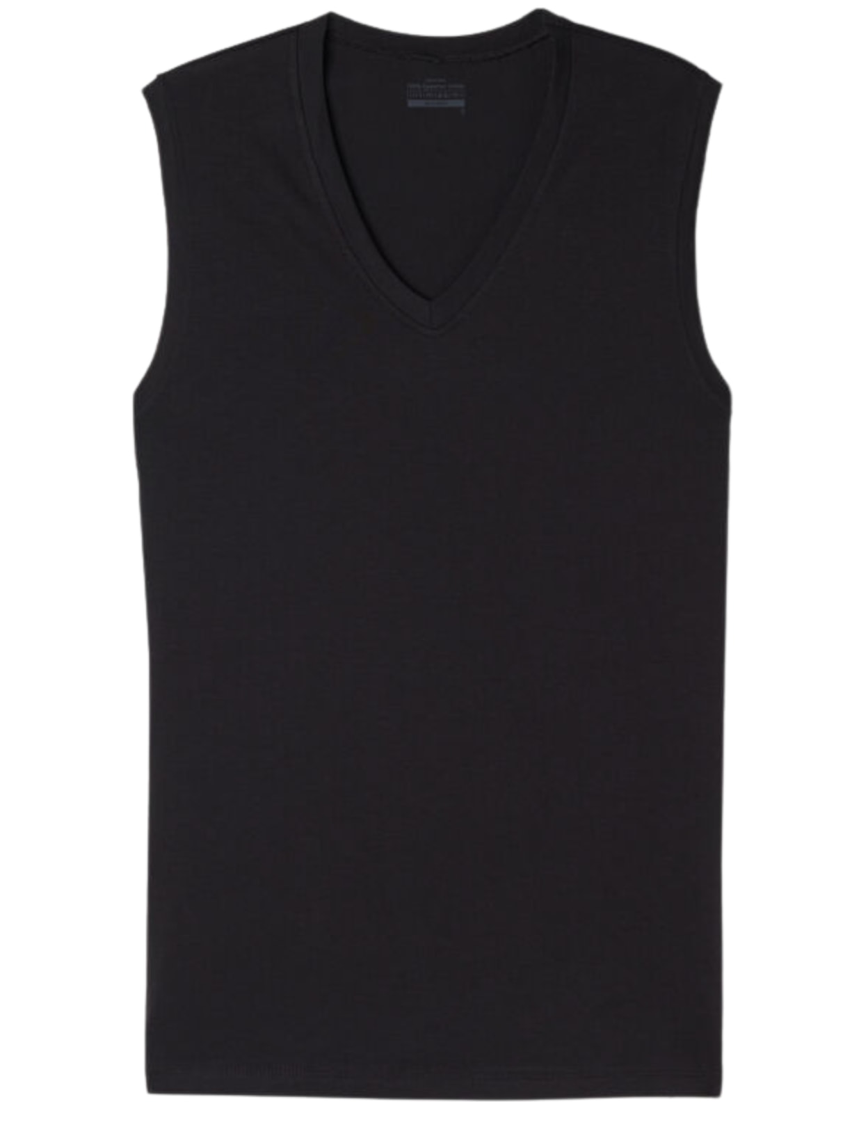 Regata Em Algodão Supima e Decote Em v - Preto