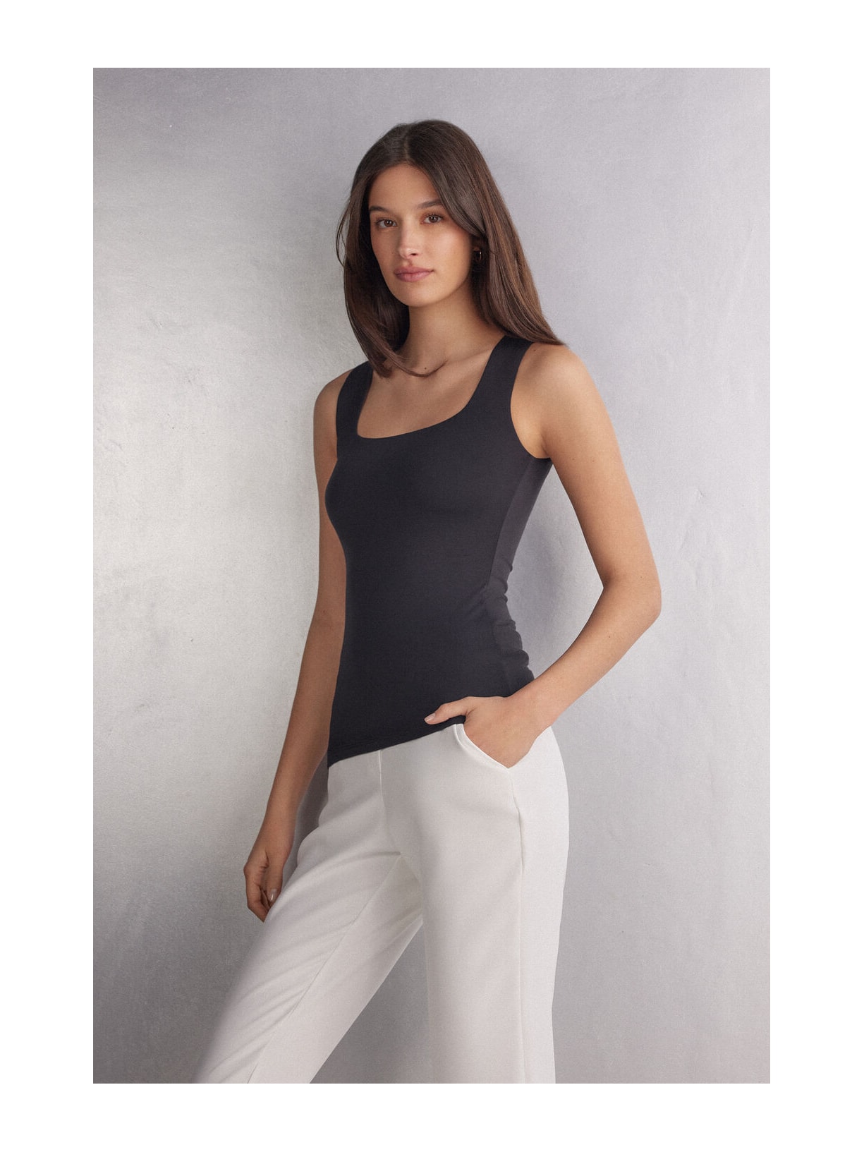 Regata Em Fresh Bamboo Preto Intimissimi