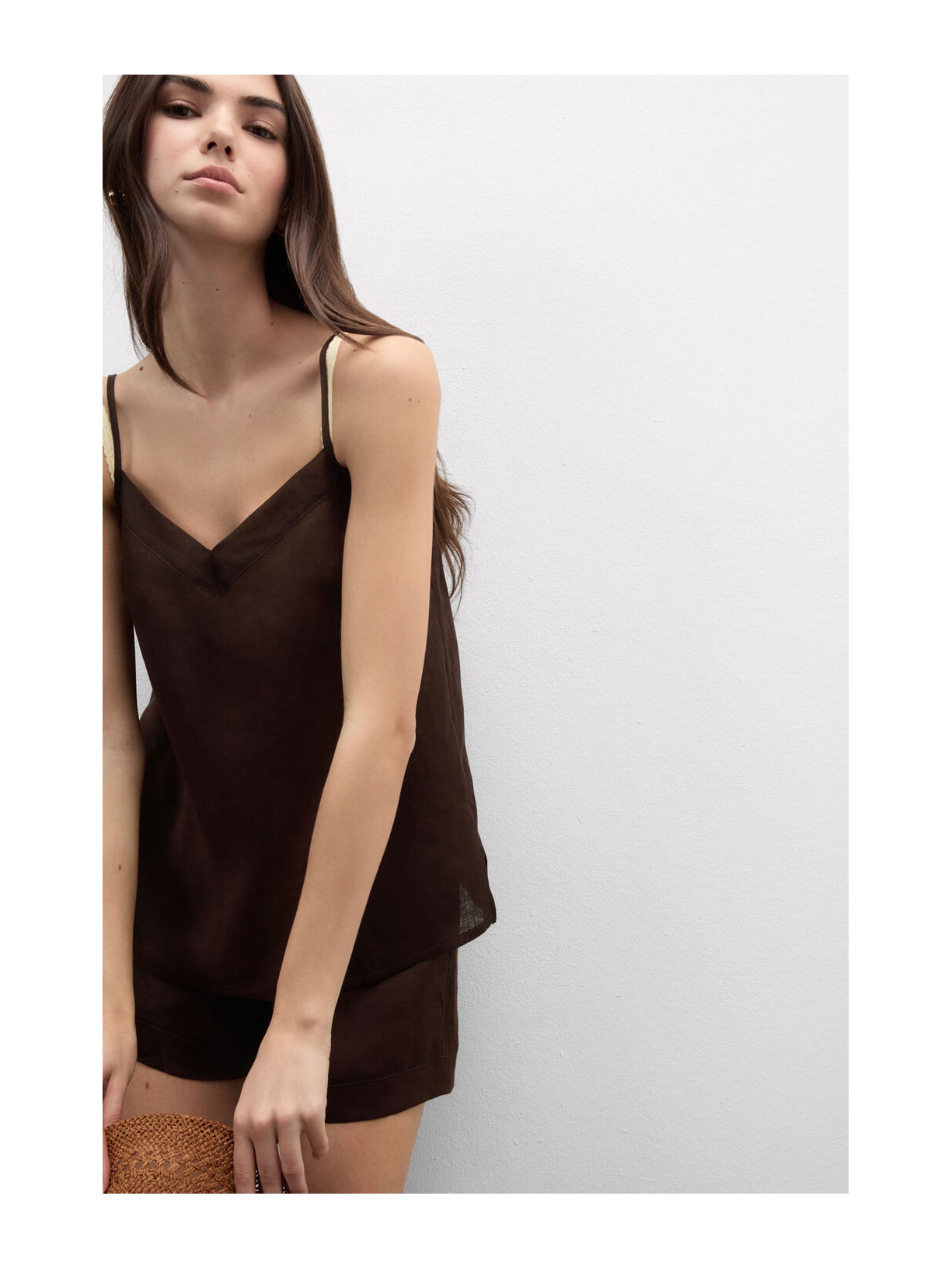 Regata Em Linho Marrom Intimissimi