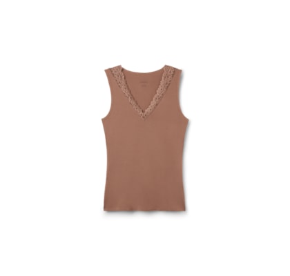 Regata Em Modal e Renda Pretty Flower - Marrom