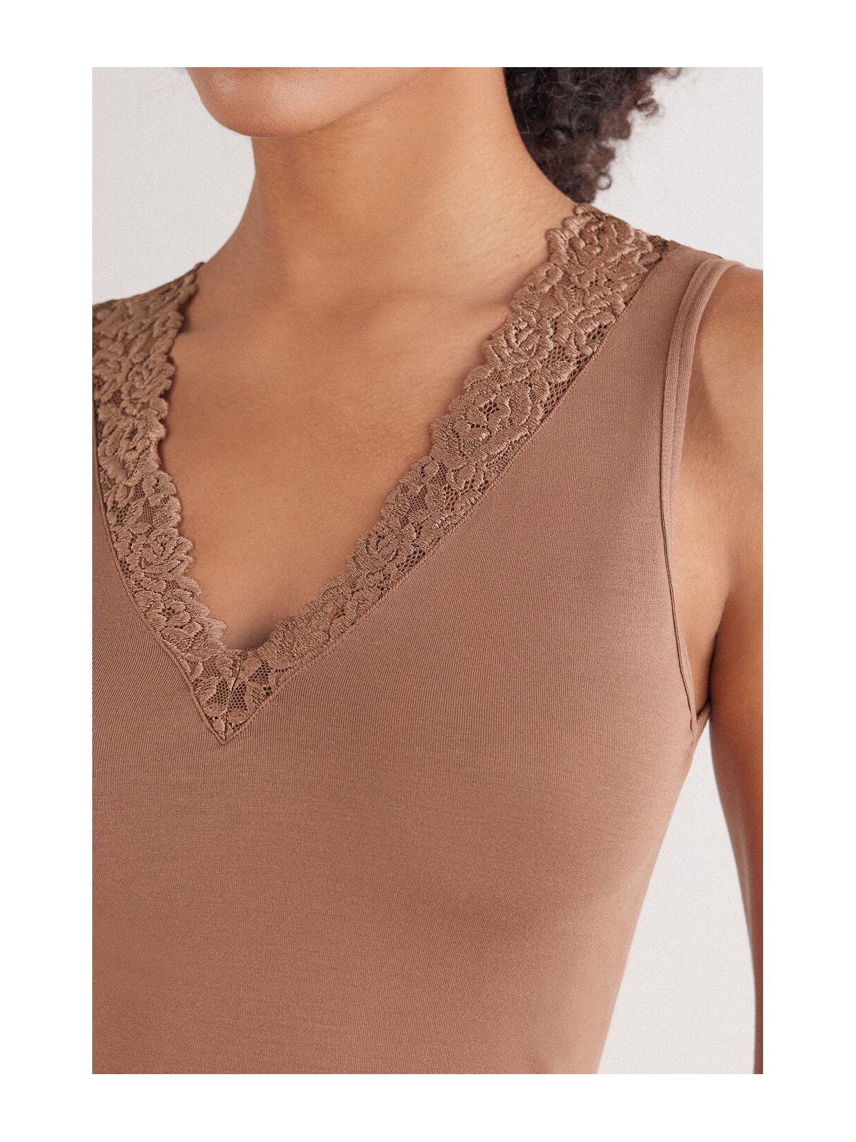 Regata Em Modal e Renda Pretty Flower Marrom Intimissimi