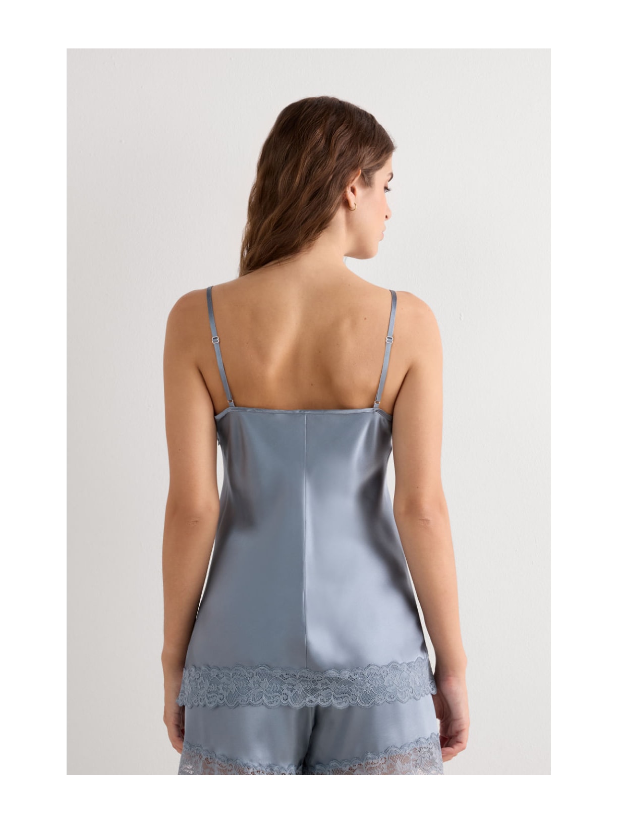 Regata Em Seda e Renda Azul Intimissimi