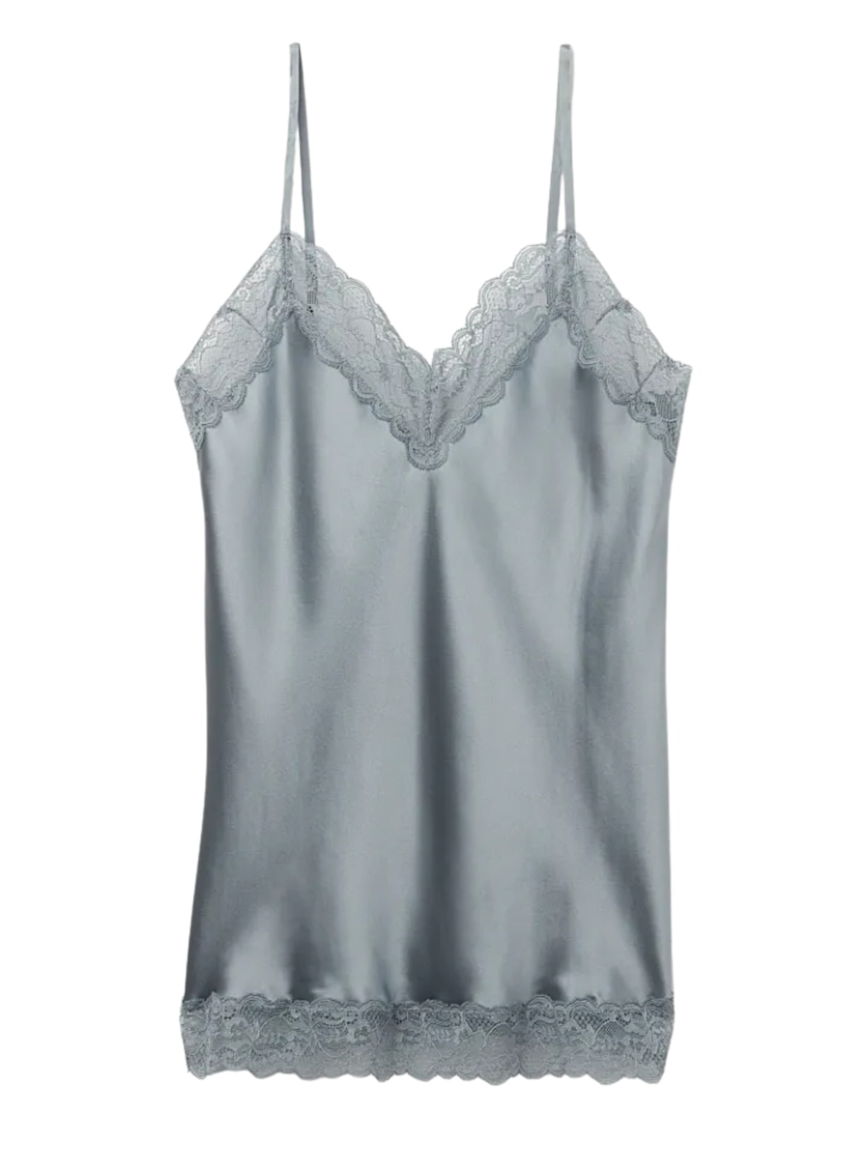 Regata Em Seda e Renda - Azul