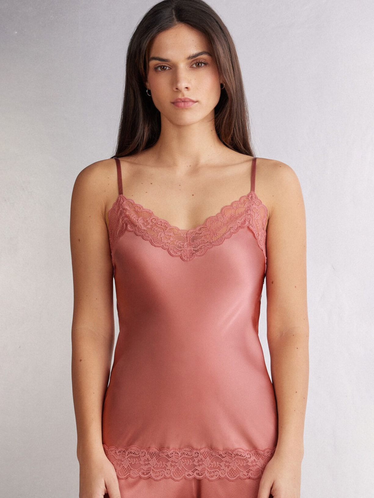 Regata Em Seda e Renda Rosa Intimissimi