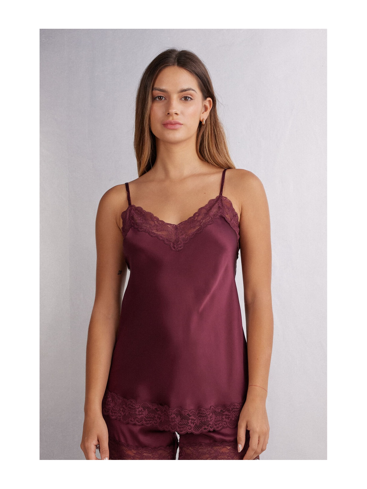 Regata Em Seda e Renda Vermelho Intimissimi