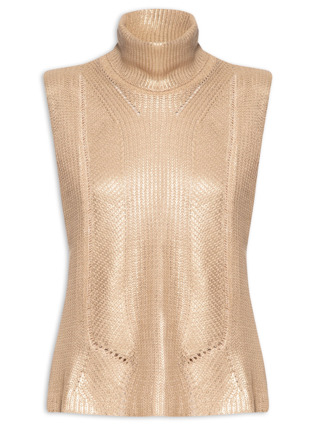 Regata Feminia Metalizada Em Tricot - Dourado