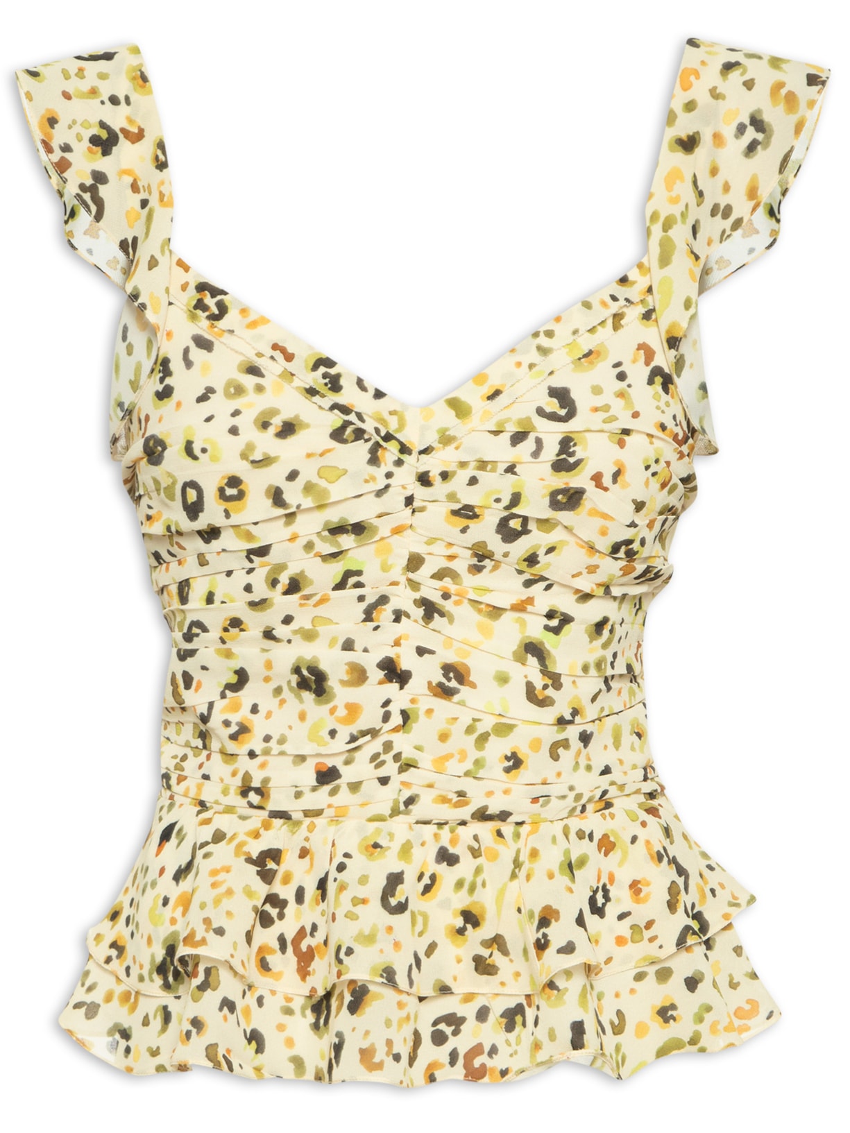 Regata Feminina Alça Babados Aquarela Biscoito - Amarelo