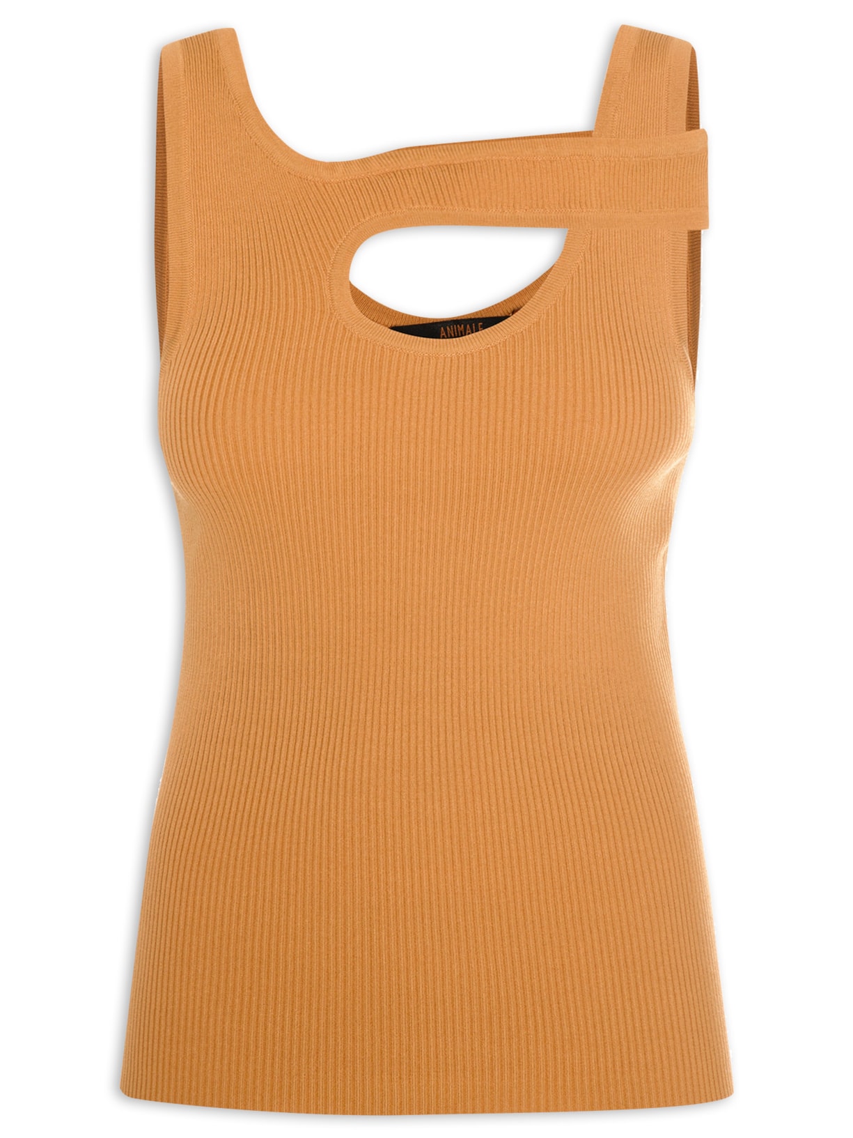 Regata Feminina Alça Descolada Tricot - Marrom