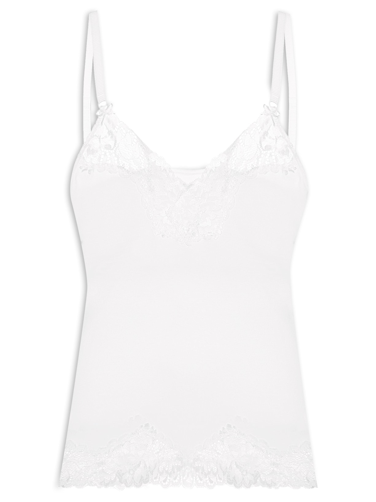 Regata Feminina Alça Flower Cotton - Branco