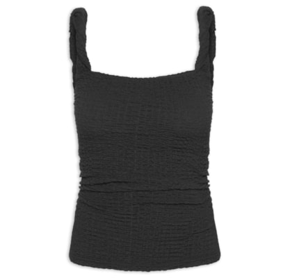 Regata Feminina Alça Torcida Textura - Preto