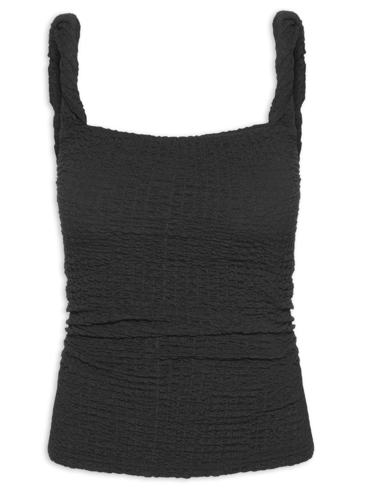 Regata Feminina Alça Torcida Textura - Preto