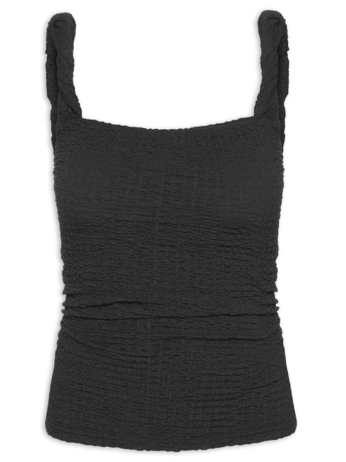 Regata Feminina Alça Torcida Textura - Preto