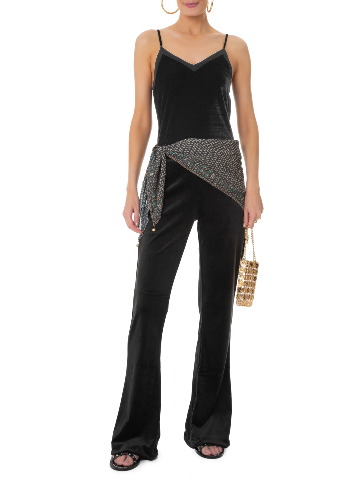 Regata Feminina Alça Veludo Preto Maria Filó