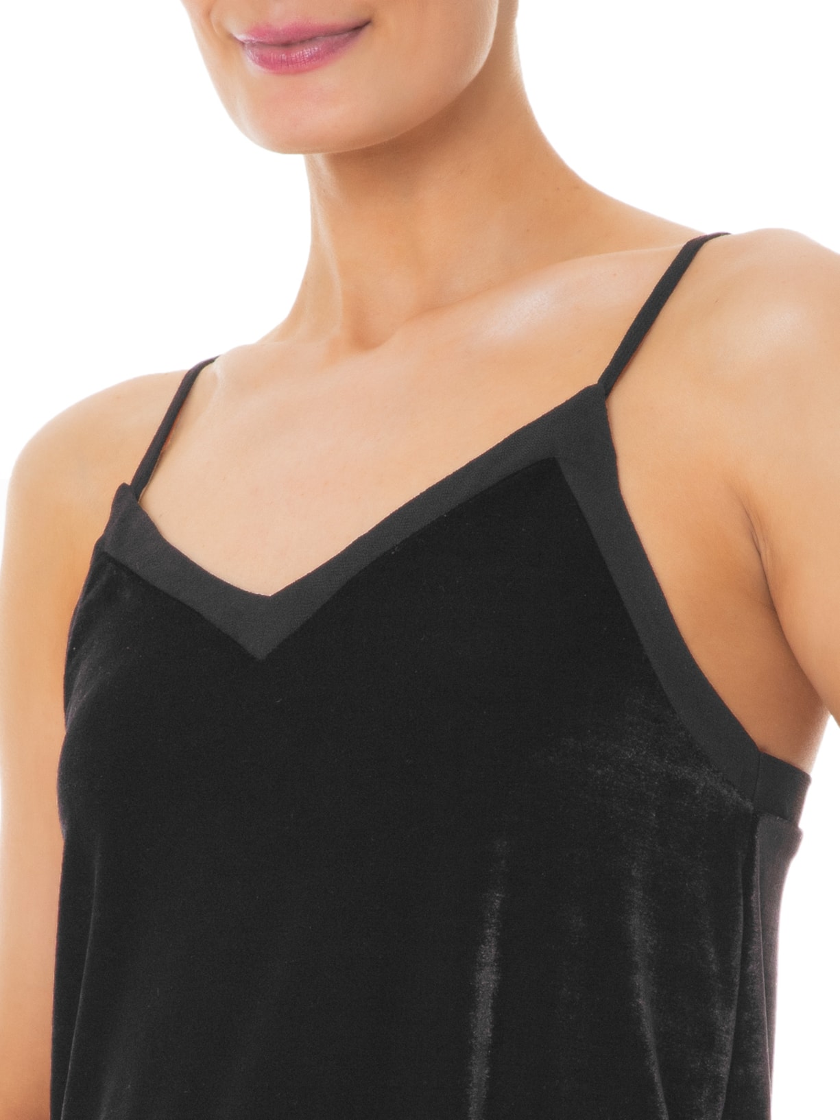 Regata Feminina Alça Veludo Preto Maria Filó