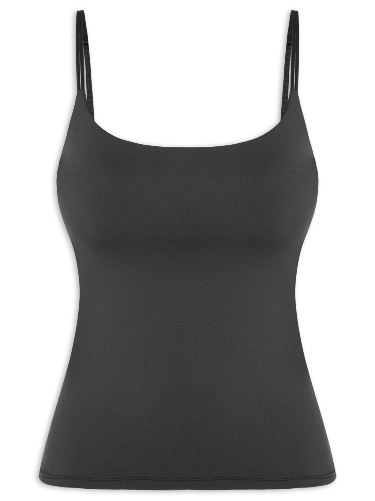 Regata Feminina Alças Finas Com Bojo Removível - Preto