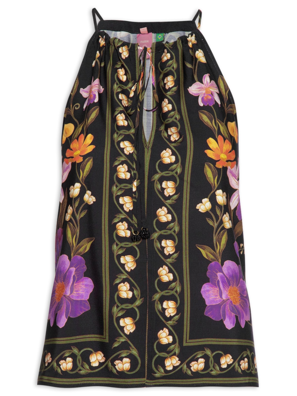 Regata Feminina Alcinha Borboleta Em Flor - Preto