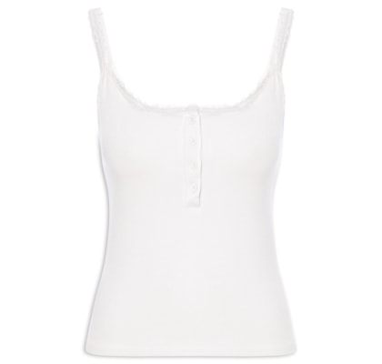 Regata Feminina Alcinha Com Detalhe - Branco