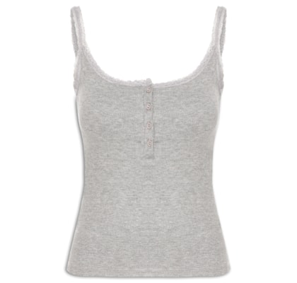 Regata Feminina Alcinha Com Detalhe - Cinza