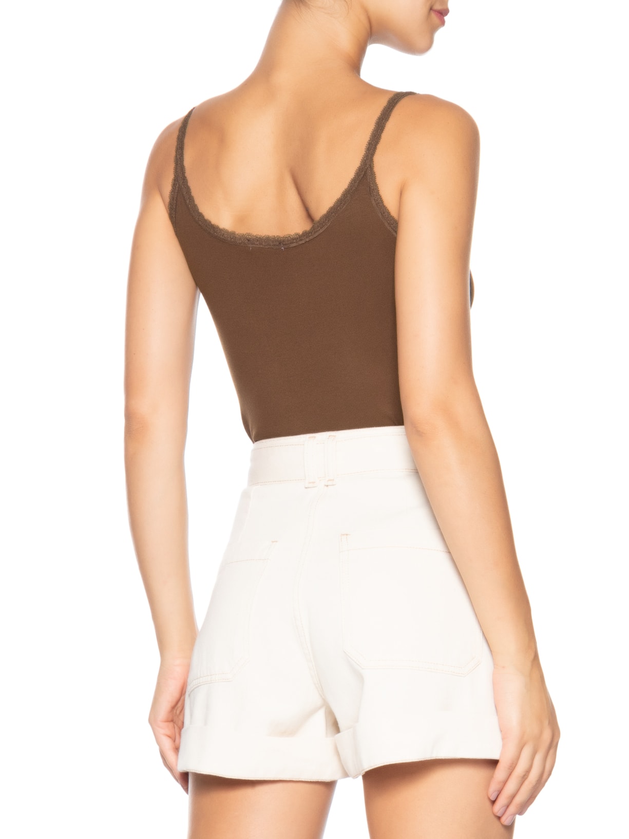 Regata Feminina Alcinha Com Detalhe Marrom Basiq