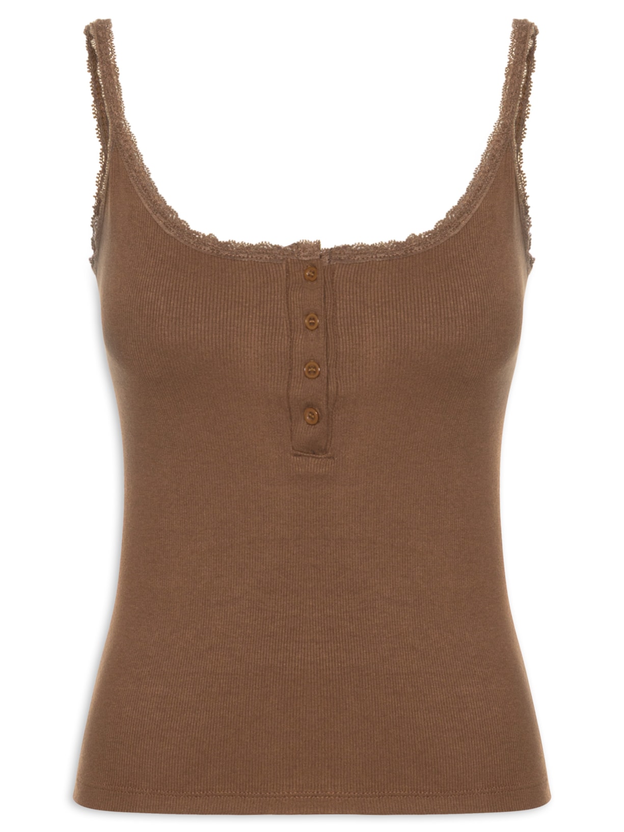 Regata Feminina Alcinha Com Detalhe Marrom Basiq