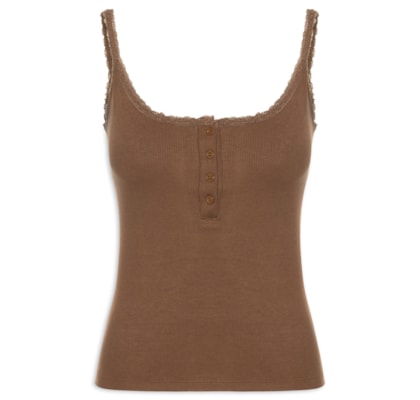 Regata Feminina Alcinha Com Detalhe - Marrom