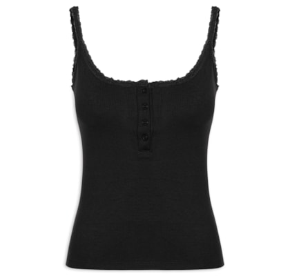 Regata Feminina Alcinha Com Detalhe - Preto