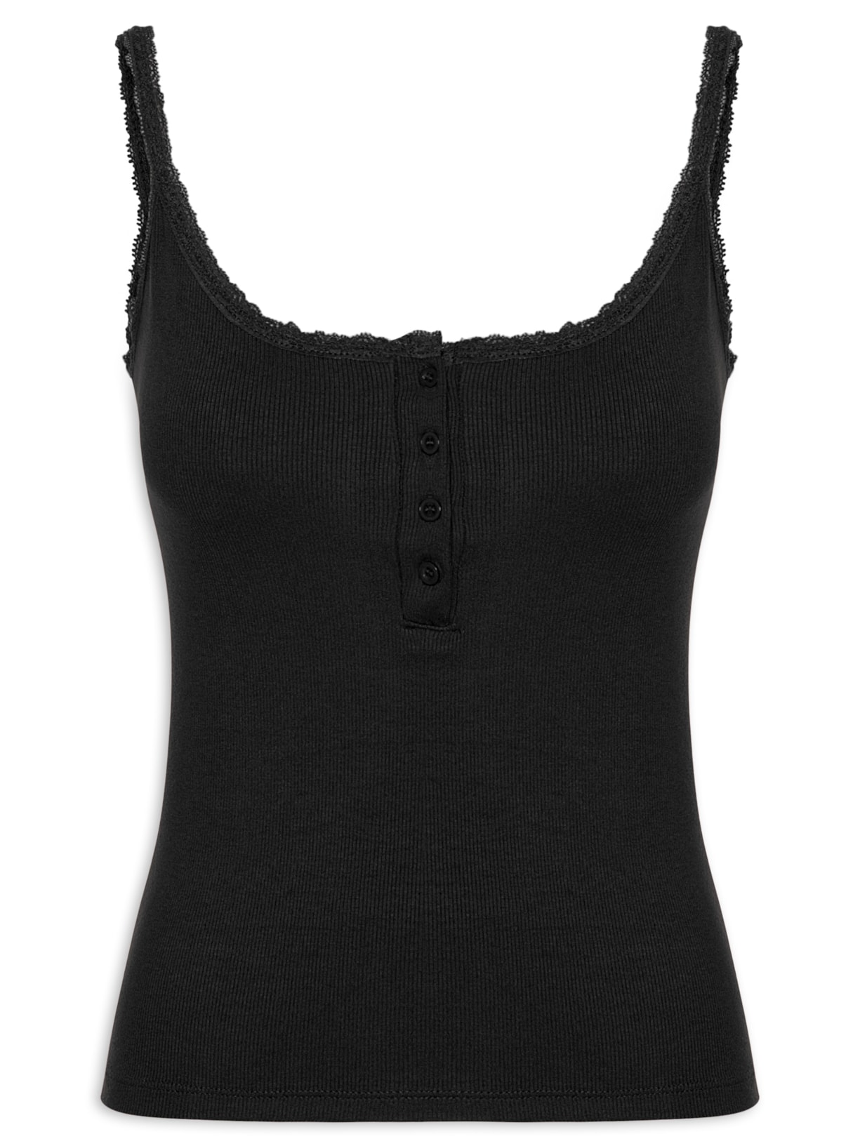 Regata Feminina Alcinha Com Detalhe - Preto