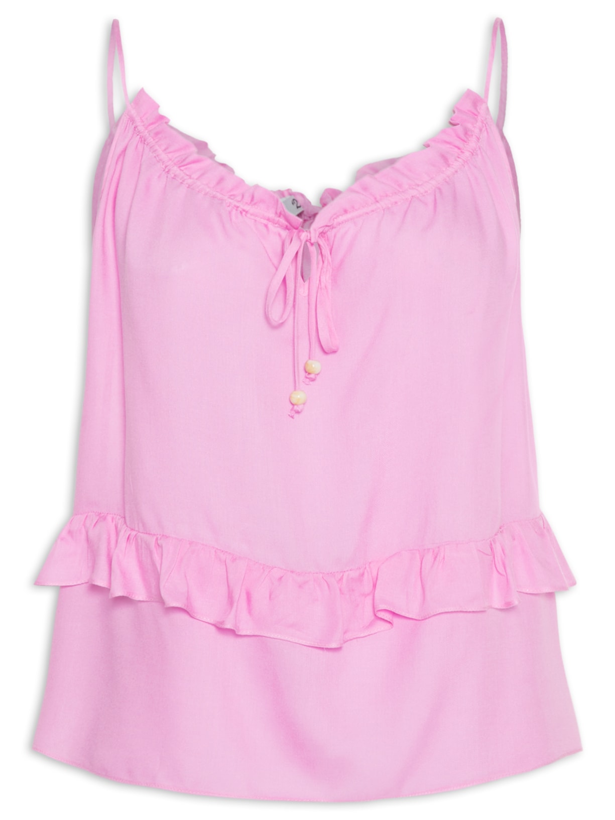 Regata Feminina Alcinha Decote V Com Rolotê - Rosa