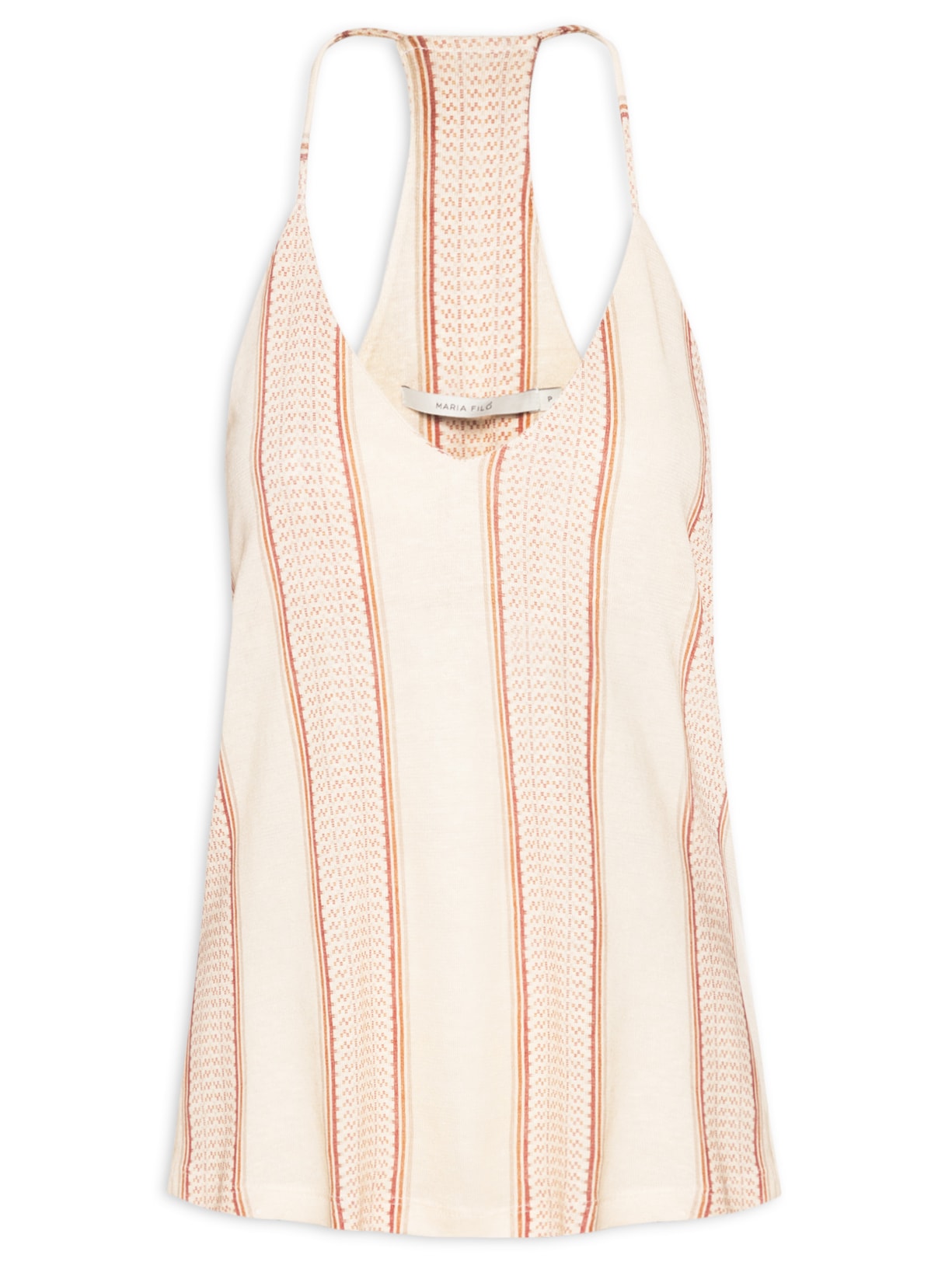 Regata Feminina Alcinha Estampa Tear Grão - Bege