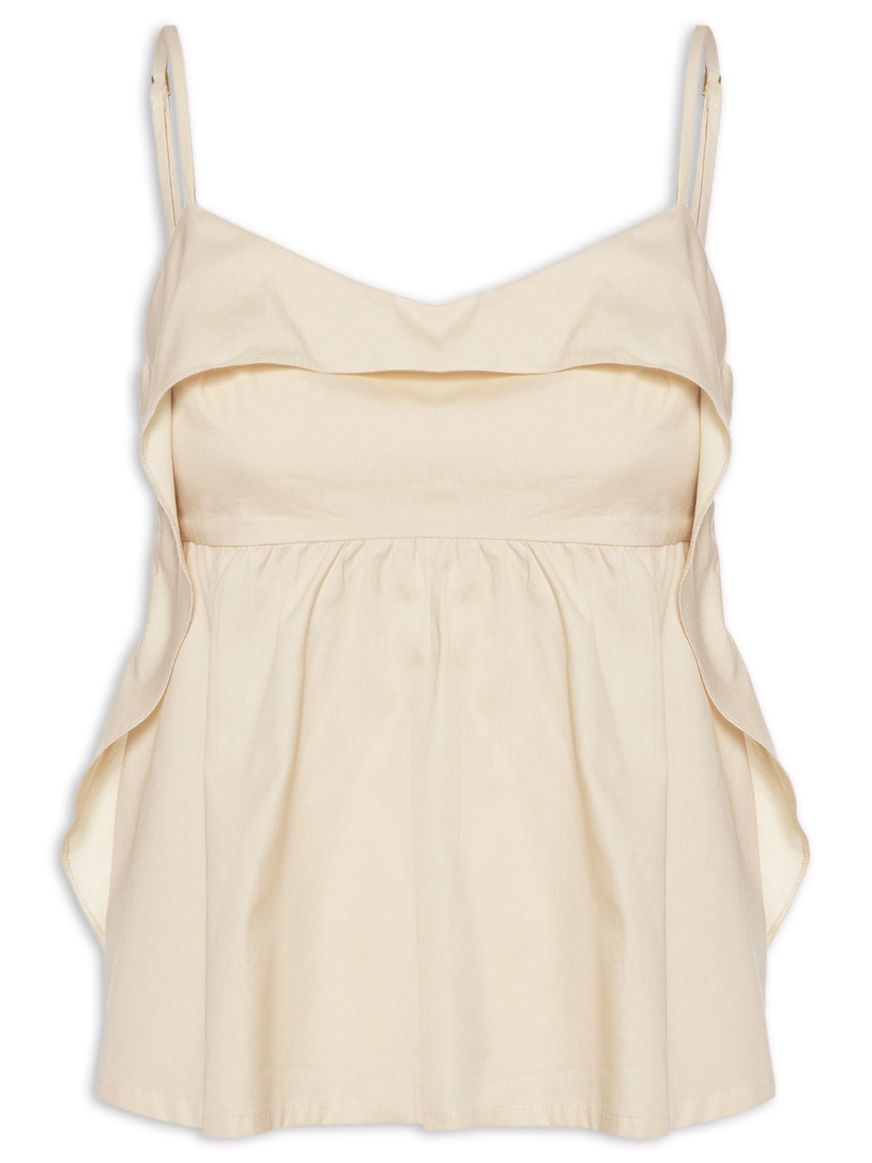 Regata Feminina Algodão Pala Babados - Bege