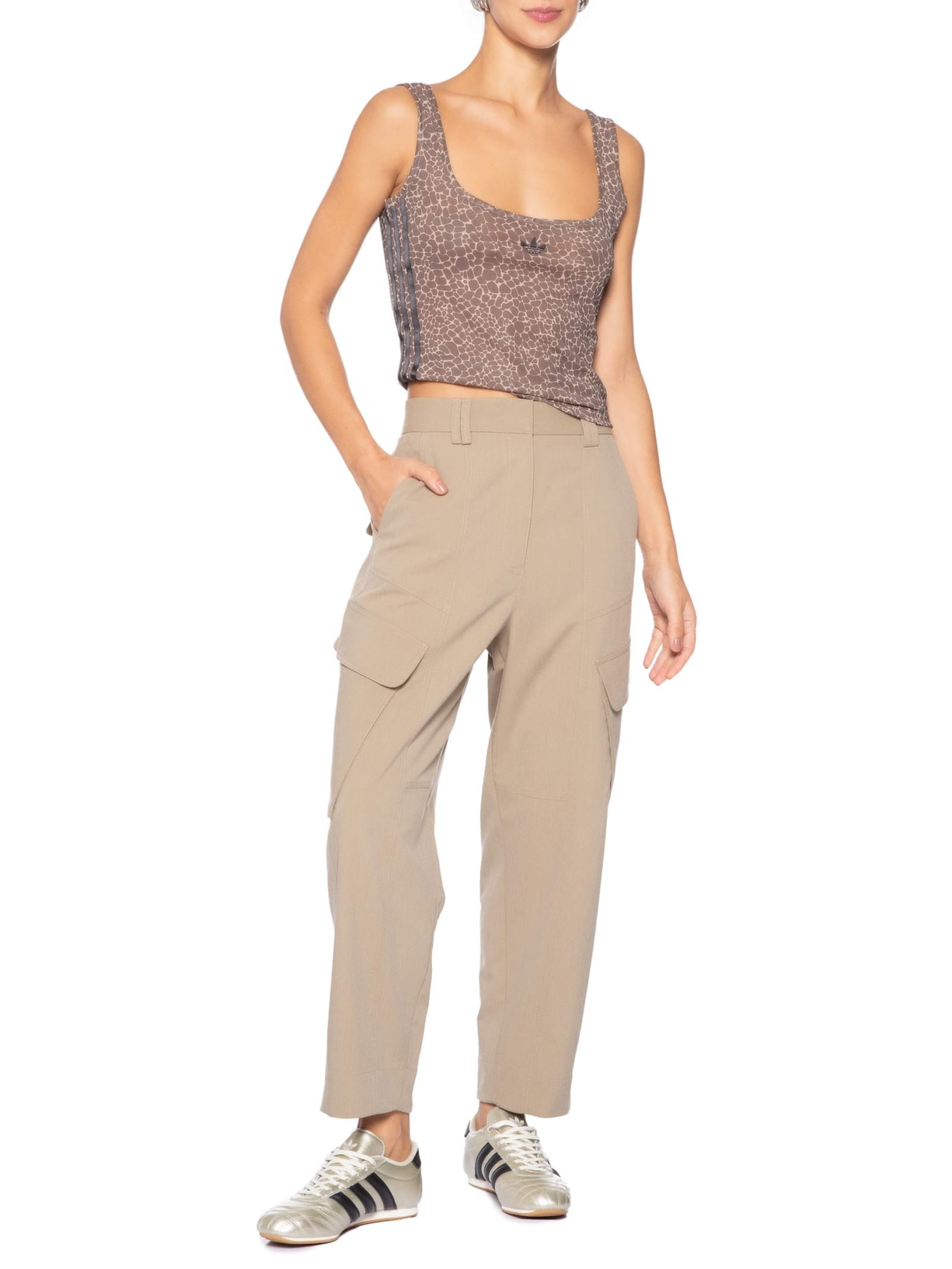 Regata Feminina Allover Print TNK Marrom Adidas Originals