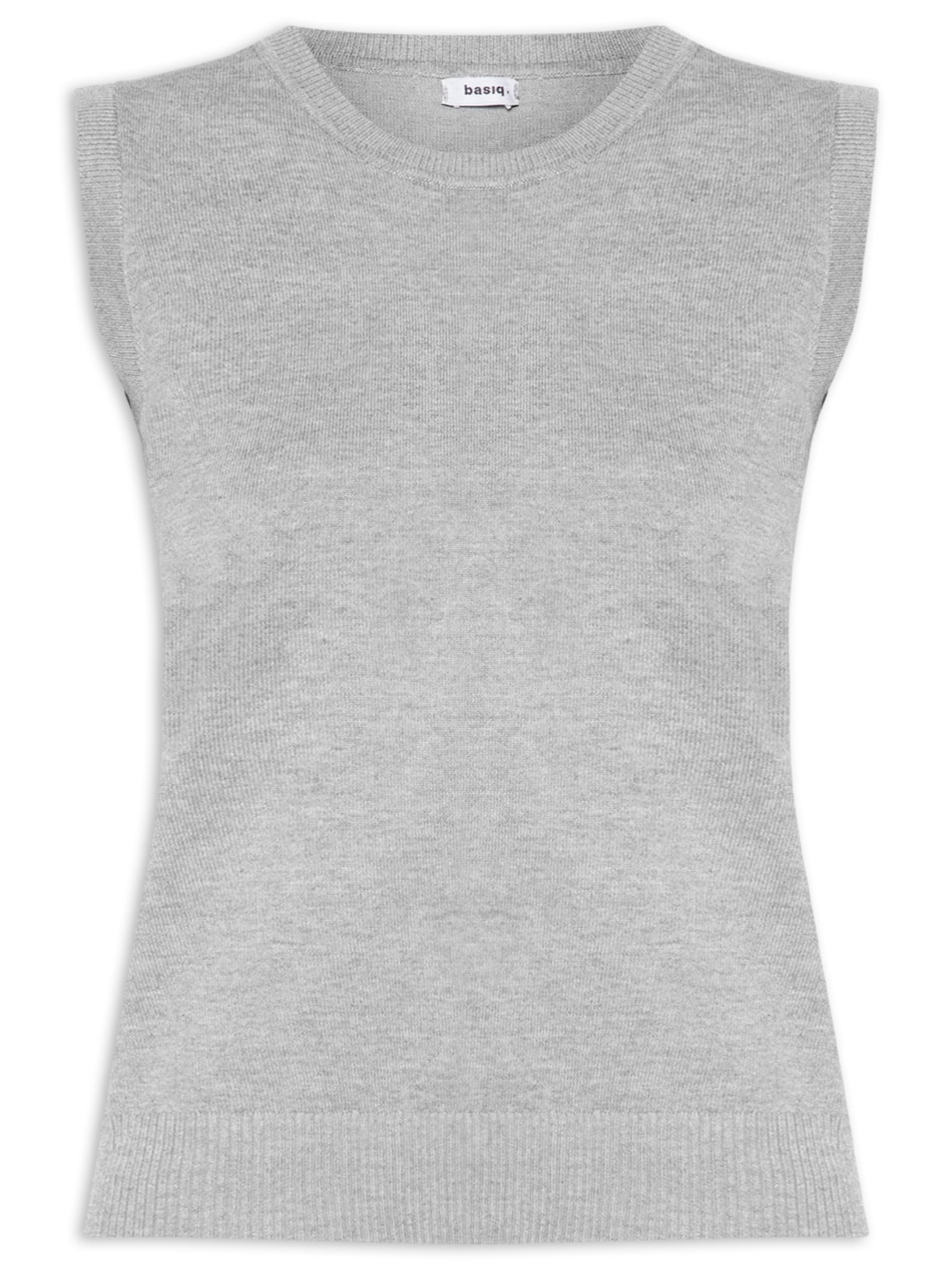 Regata Feminina Alongada em Tricot - Cinza